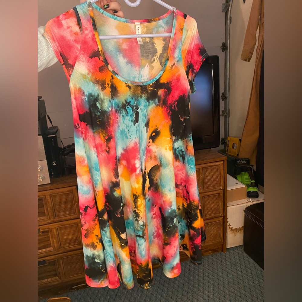Emerald Colorful Short Sleeve Mini Dress